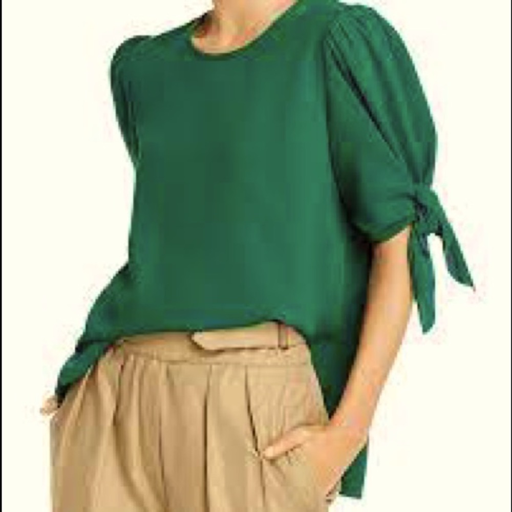 See By Chloe tie-sleeve blouse in green, size 12 (44)